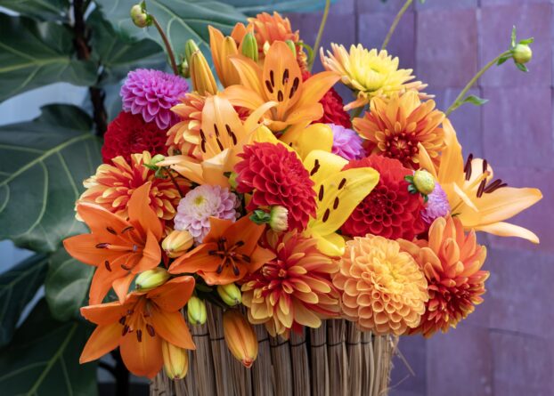 Lilies and Dahlias - a beautiful combination