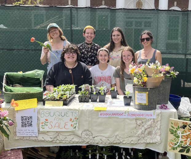 Students at campus farmers market