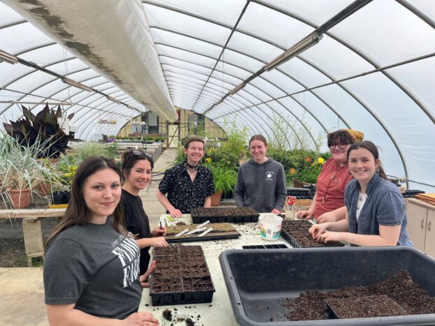 students in Greenhouse spring